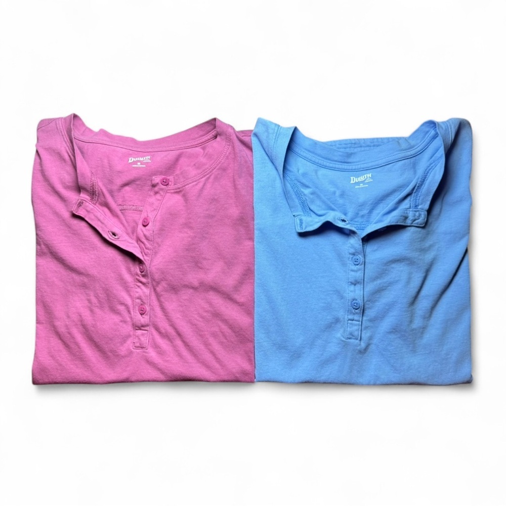Duluth Trading Co Women's Short Sleeve Tees - Pink and Blue Bundle